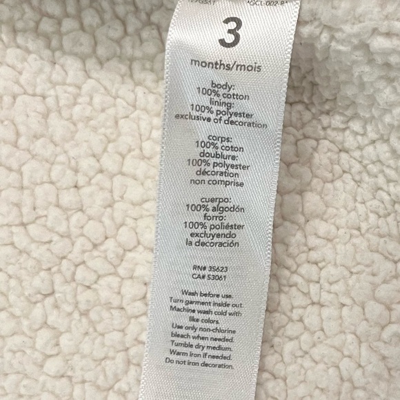 🩶 Carter’s Gray Hoodie | Full Zip | Gray with White Lining | Size 3 Months - Picture 9 of 9